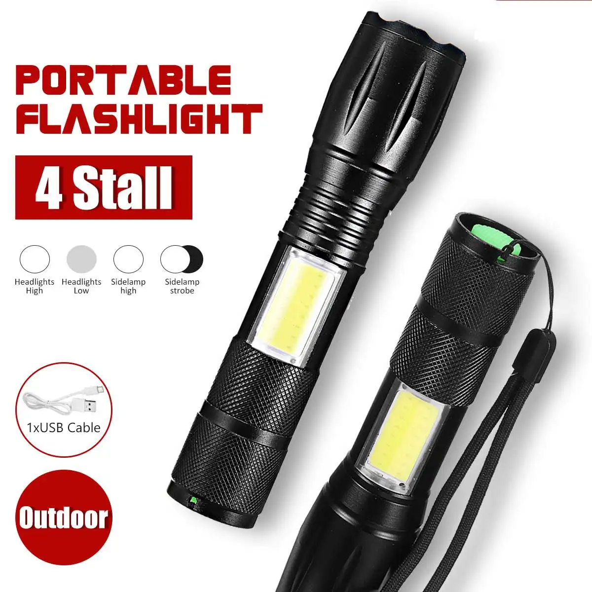 

80000lm Smuxi Portable Work Lamp 4xt6 COB LED flashlight Magnetic zoomable Worklight 5 modes Rechargeable waterproof use 18650