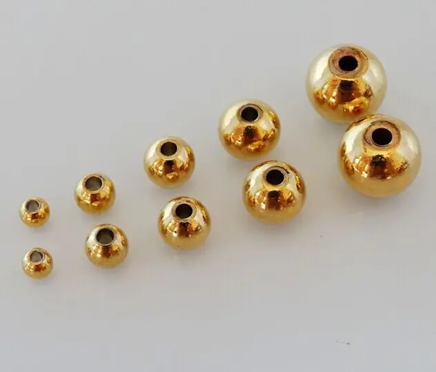 

Color preserving!! 200pcs gold copper Smooth solid Ball Spacer Beads 6MM in Dia. Jewelry Making Findings