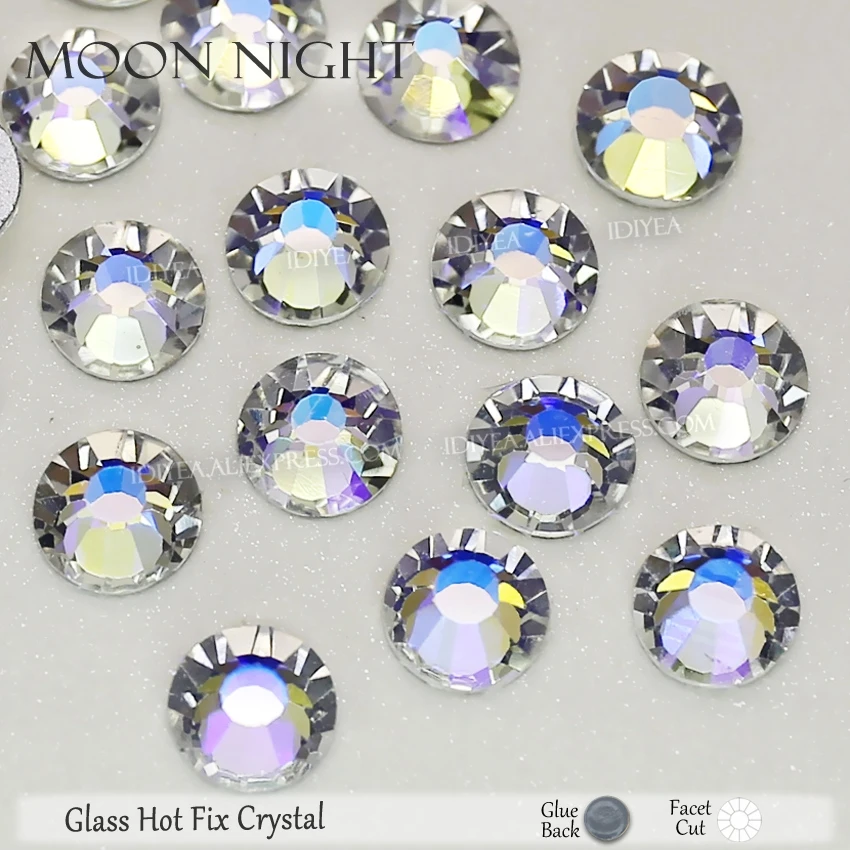 Moon Night Высокое качество Горячая фиксация Стразы SS6 SS10 SS16 SS20 SS30 Стразы плоская задняя часть исправление камней Кристаллы Блестки для DIY одежды платье - Цвет: Moon Night