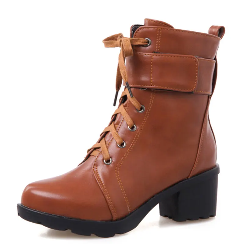 

Soft Wear PU Riding boots High Heels Short Boots Autumn Winter Boots Round toe Woman Fashion cool Ankle Boots Size 33-43 ZT187