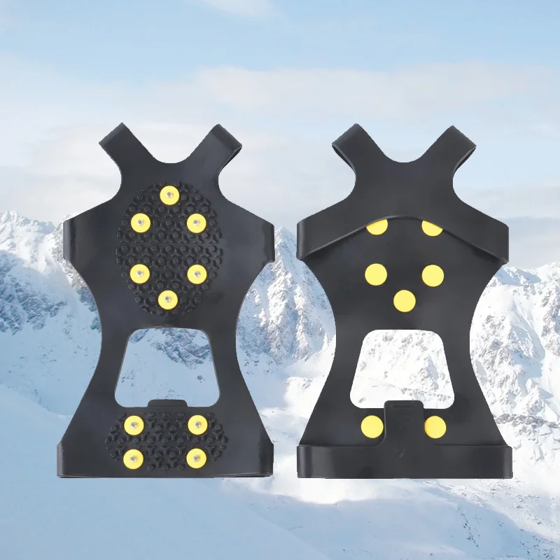 

1 Pair Snow Gripper Outdoor Unisex 10 Studs Anti-Skid Snow Ice Climbing Shoe Spikes Grips Crampons Cleats Overshoes