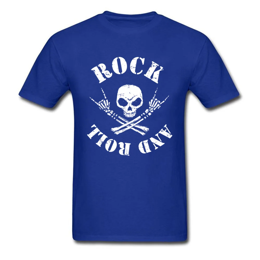 ROCK N ROLL Male 2018 Birthday Tops Tees Round Collar Thanksgiving Day 100% Cotton T Shirts Normal Short Sleeve Tee-Shirts ROCK N ROLL blue