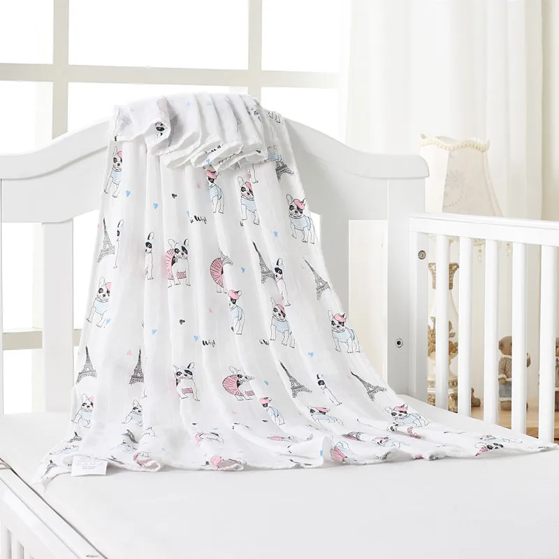 Детское муслиновое одеяло, детское Пеленальное хлопковое детское одеяло с рисунком, мягкое дышащее одеяло из 70% бамбука+ 30% хлопка - Цвет: ZM baligou