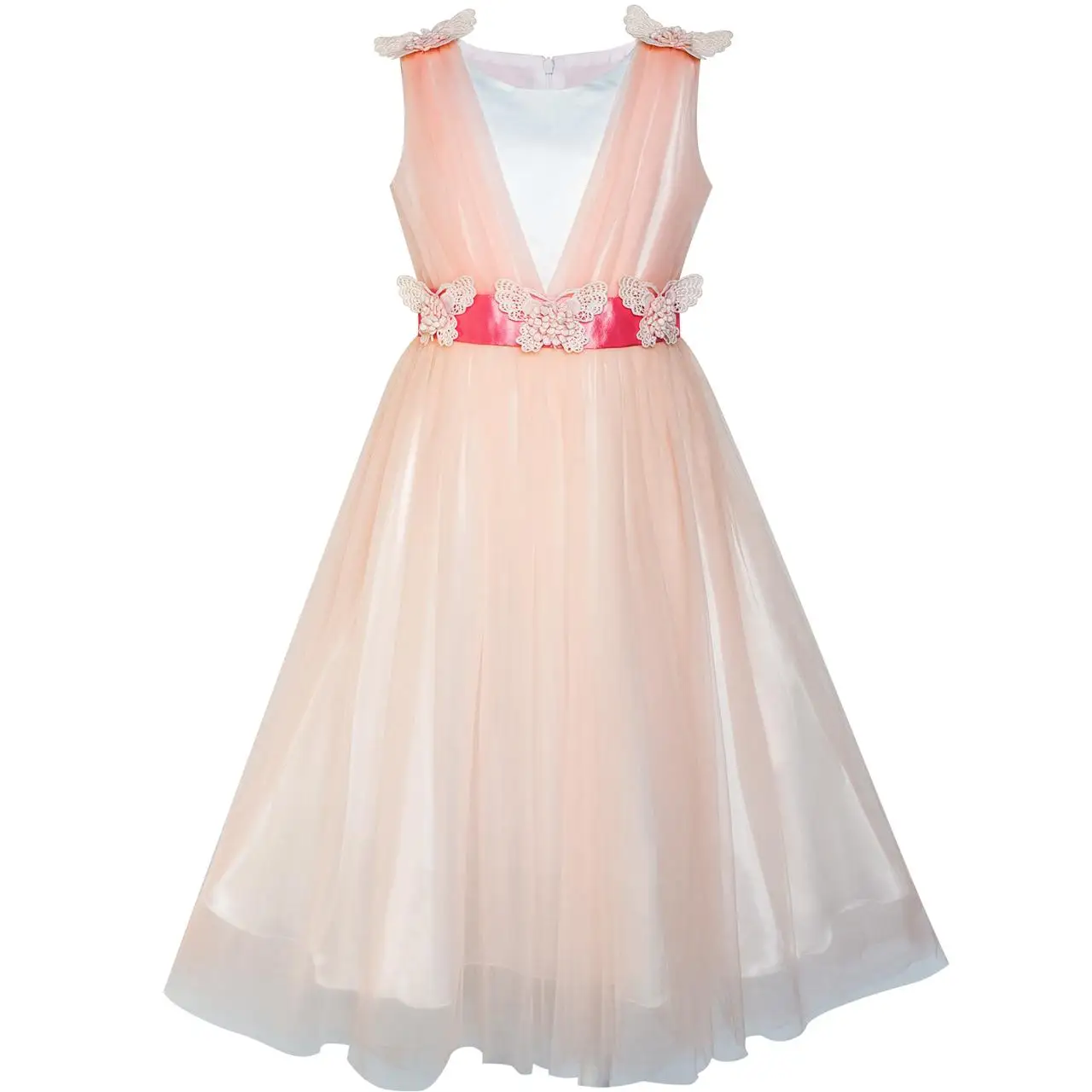 Sunny Fashion Flower Girls Dress Peach Ruffle Butterfly Wedding Bridesmaid 2018 Summer Princess Party Dresses Clothes Size 6-14 Sunny Fashion Flower Girls Dress Peach Ruffle Butterfly Wedding Bridesmaid 2018 Summer Princess Party Dresses Clothes Size 6-14