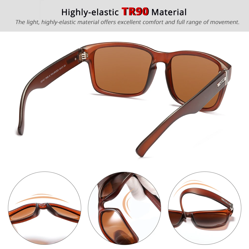 Мужские солнцезащитные очки в оправе KDEAM, поляризационные ударопрочные линзы, очки с креплениями из нержавеющей стали, TR90