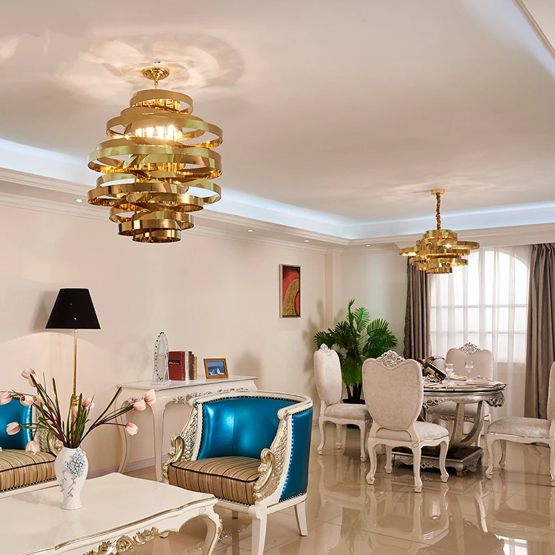 Best Price Postmodern Stainless LED Lights Golden Tornado LED Lamp Pendant Lights Pendant Lamp Pendant Light for Dining Room