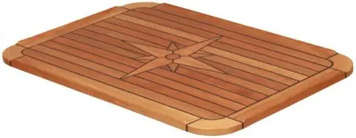 

Marine Boat Yacht Teak Table Top with Nautic Star and Soft Corners 4 Sizes