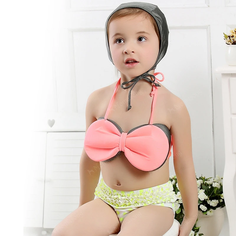 ラブリー ちょう結び の女の子水着かわいい赤ちゃん ビキニ セット フリル子供水着女の子の ため の ホルターネックビキニ で キャップ 1 7年 Swimsuit For Girls Swimsuit For Kidsswimsuit Swimsuit Aliexpress