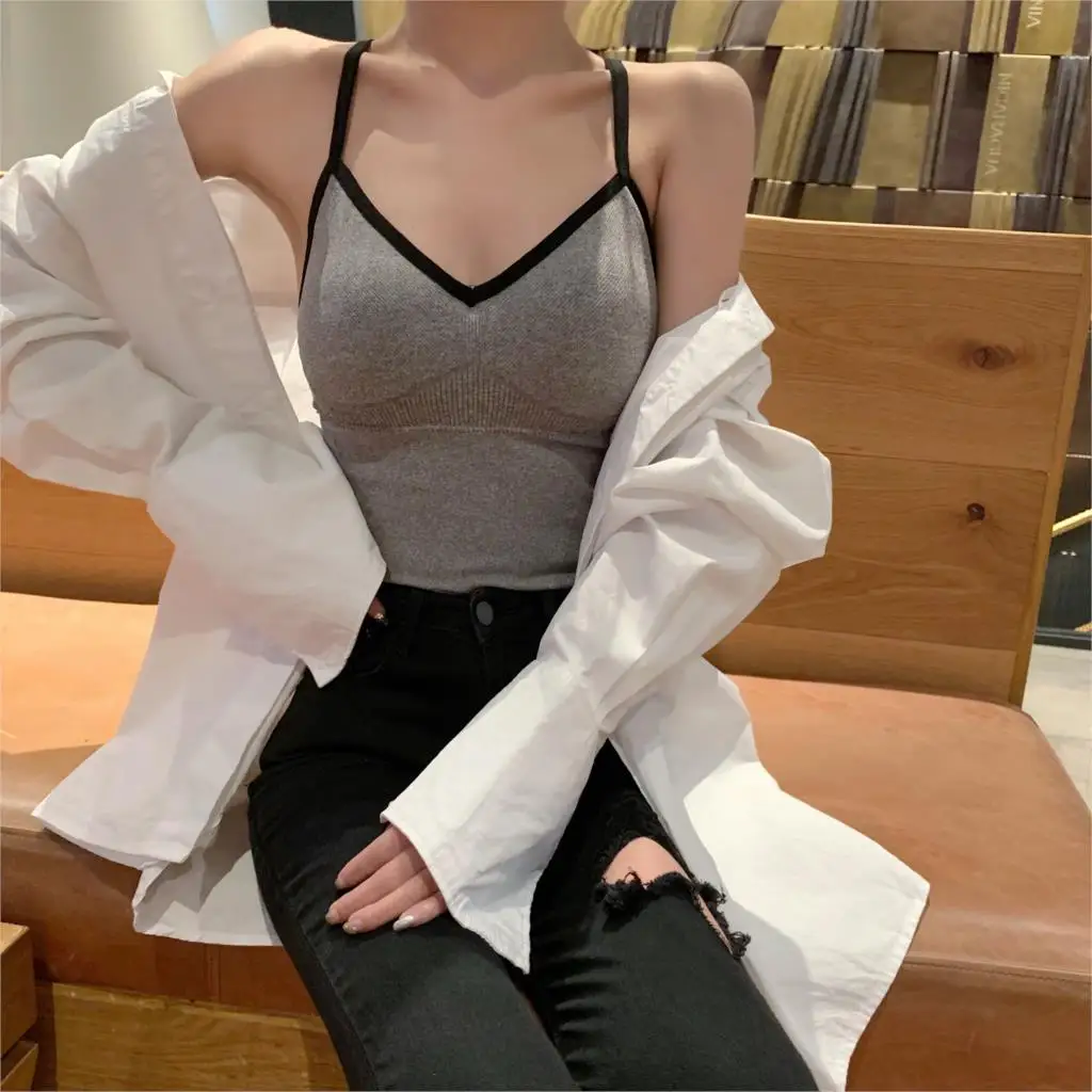 Хлопок Твердые Топы женские пикантные Deep Low Cut жилет высокой упругой пуловеры без рукавов клубный Топ футболки для девочек нейлон танки