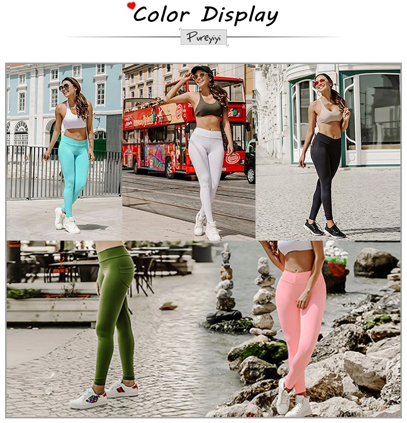 Women's Out Pocket Yoga Pants-Workout Running Tummy Control Fitness Tights Yoga Wear Workout Leggings (2)