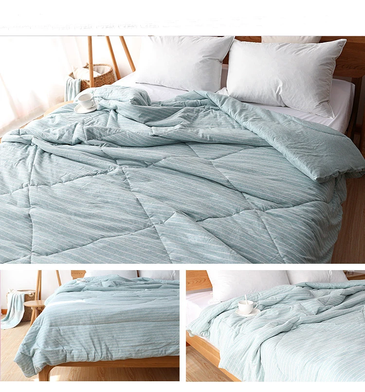 

Japanese Gray Striped Air Condition Summer Quilt Comforter Bed Covers Quilting Home Textiles Suitable for Adults Kids 150x200cm