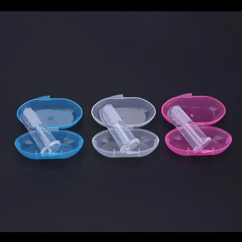 Newborn Baby Finger Toothbrush Kids Safety Silicone Teether With Box Baby Soft Tooth Cleaning Tool Infants Dental Care Props