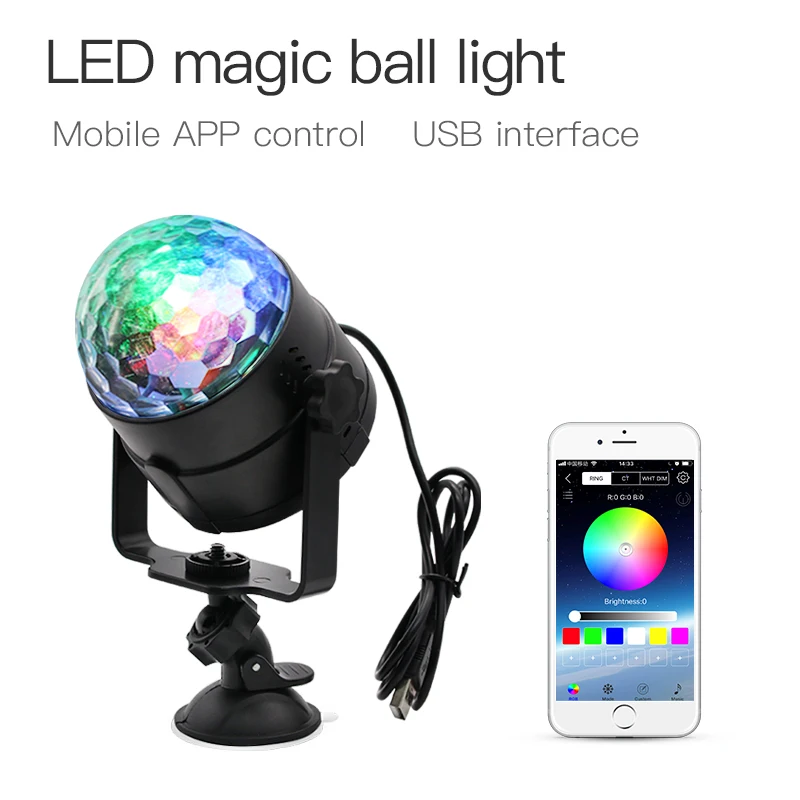 ZHONGJI 5V RGB LED Disco Light For Home Sound Partys Disco Lamp For Car USB Rotating Home Party Decoration DJ Disco Ball Light