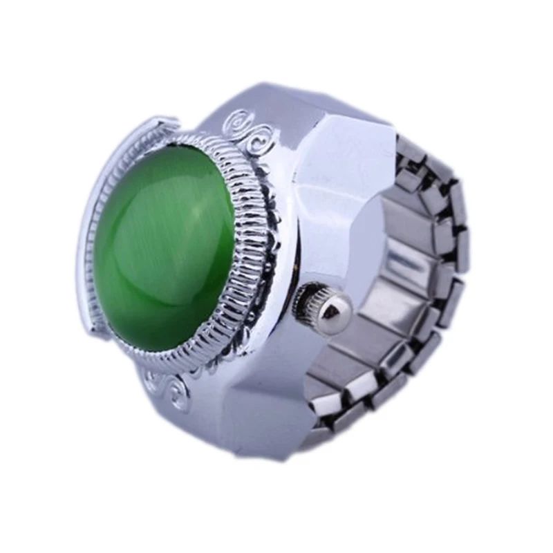 YCYS-Женские кварцевые часы из сплава с зеленым кошачьим глазом и круглым циферблатом