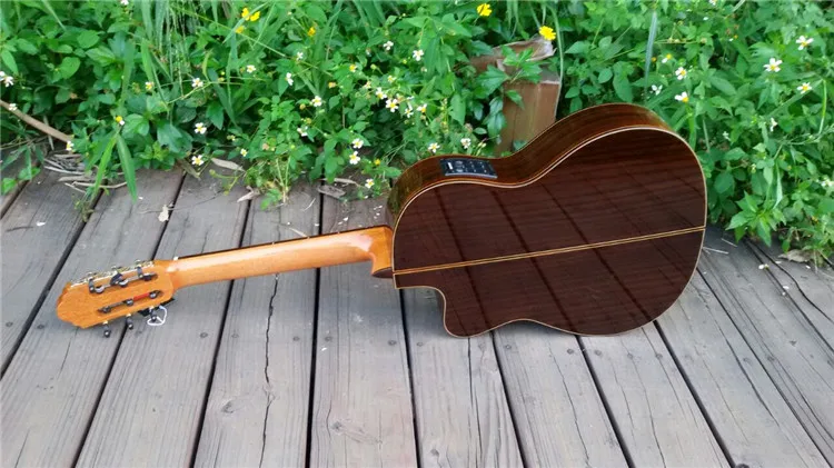 Guitarra Española eléctrica hecha a mano de 39 pulgadas, guitarra acústica de Cedro sólido de vendemia/palisandro + cuerdas, guitarra clásica