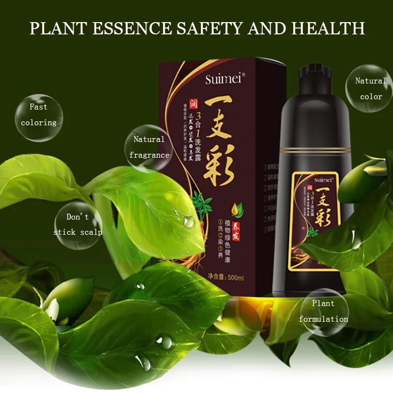 Murah Lembut Alami Mengkilap Brilian Ungu Pewarna Rambut Sampo Warna Rambut Coklat Sampo Penghapusan Hitam Rambut Putih untuk Pria Wanita 500 ml