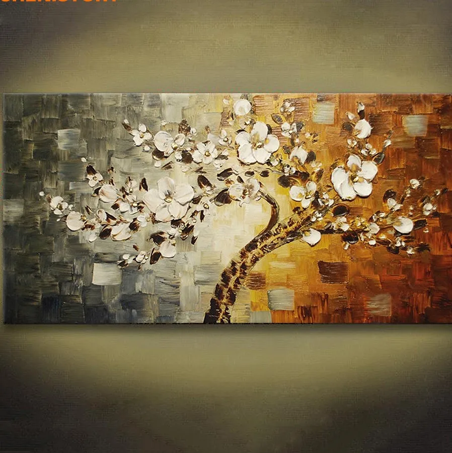 

Unframed Hand Painted Palette Knife Painting Flower Modern Abstract Oil Painting On Canvas Wall Art Gift For Living Room Decor
