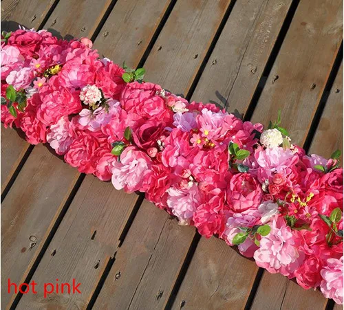 Искусственная Роза гортензии 100x25 см, цветочные строчки для свадебной вечеринки, арка и Т-станция, декоративные цветы, сделай сам - Цвет: hot pink