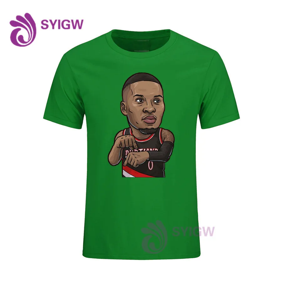 Летняя брендовая футболка Damian Lillard Мужская модная с круглым воротником и