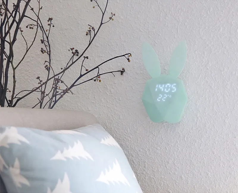 Rabbit night light Alarm Clock Voice activated led digital clock Intelligent Voice Control USB Charging Small Night Light AUG (6)
