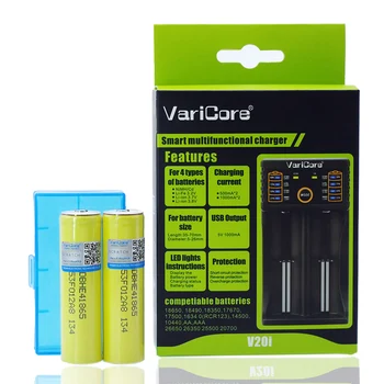

2PCS HE4 3.7V 2500mAh 18650 li-ion battery for he4 Flashlight Toy Tools battery Add Pointed +1PCS VariCore V20I Charger