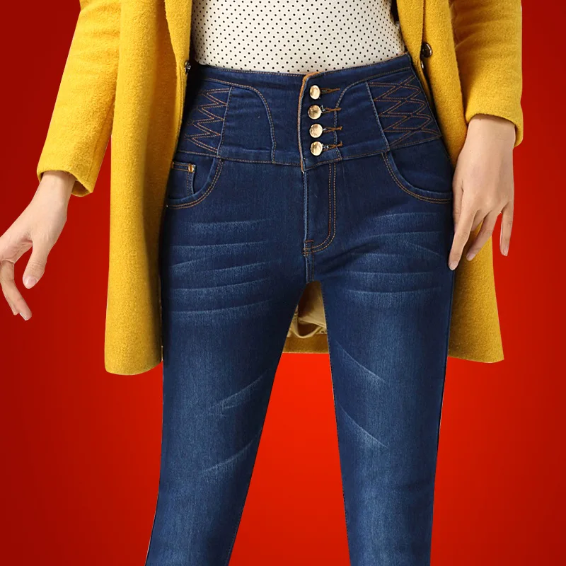

Warm Jeans Thicken Pants Winter Skinny Jeans Woman Stretch Straight Fashion High Waist Jeans Femme American Apparel Denim Jeans