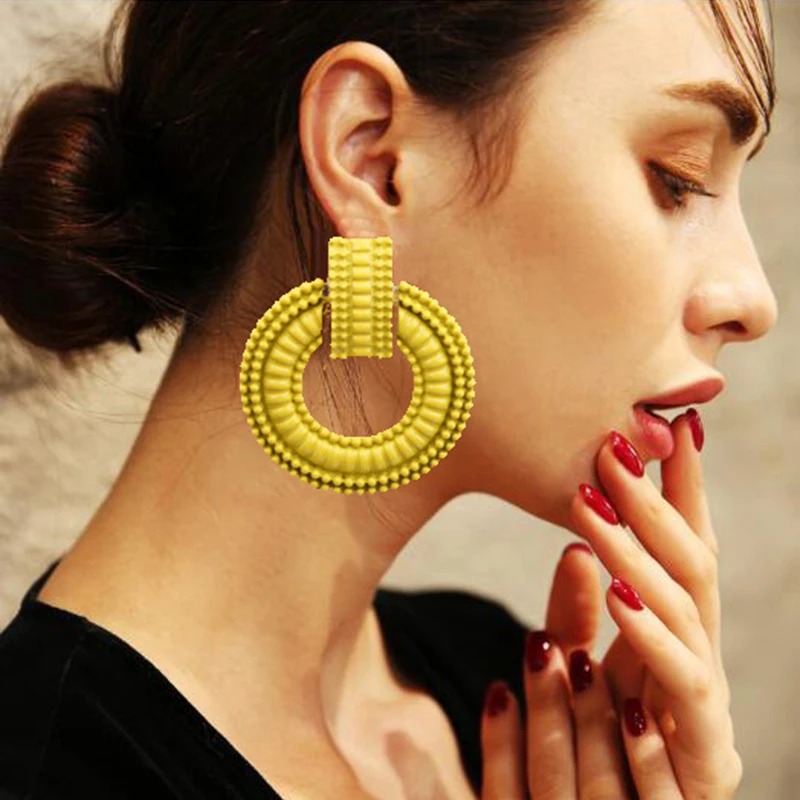 

Geometric Round Metal Earring Exaggerated Female Paint Effect Big Earrings For Women Boho Earings Fashion Jewelry Ear