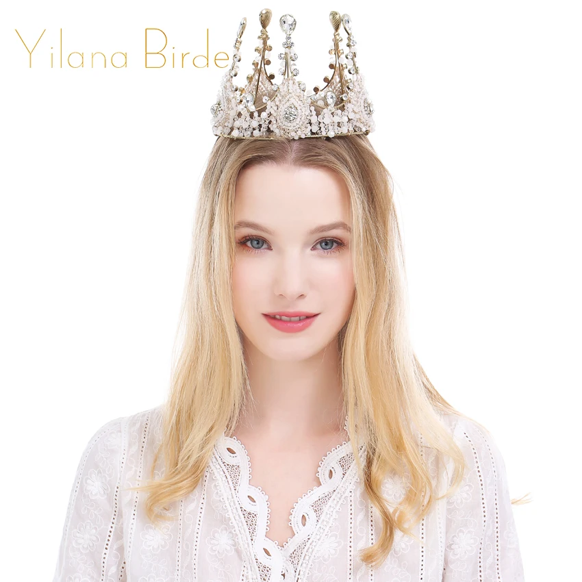

Luxury Jewelry Rhinestone Queen Crown Tiaras Princess Crown Headdress Vintage Wedding Bridal Gold Tiara Crown Hair Accessories