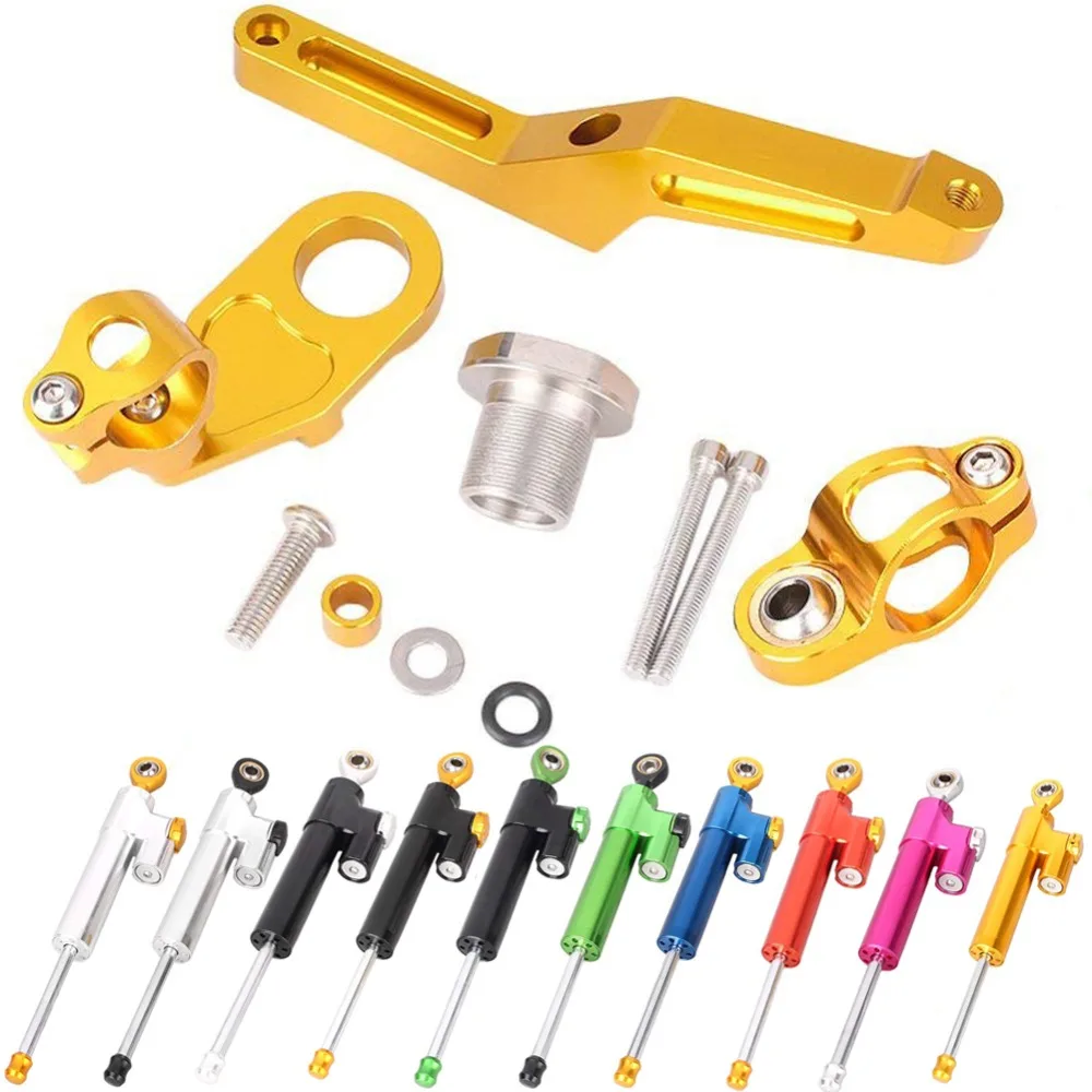

ALLGT Steering Damper Complete Set For 2009 2010 2011 2012 2013 2014 2015 2016 Kawasaki ZX6R W/bracket Kits Aluminum