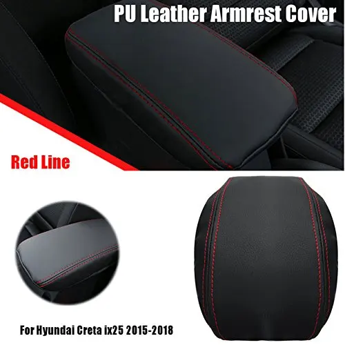 Для hyundai creta ix25 защита подлокотника, чехол из искусственной кожи, аксессуары для интерьера, автомобильный стиль-, черный - Название цвета: Red