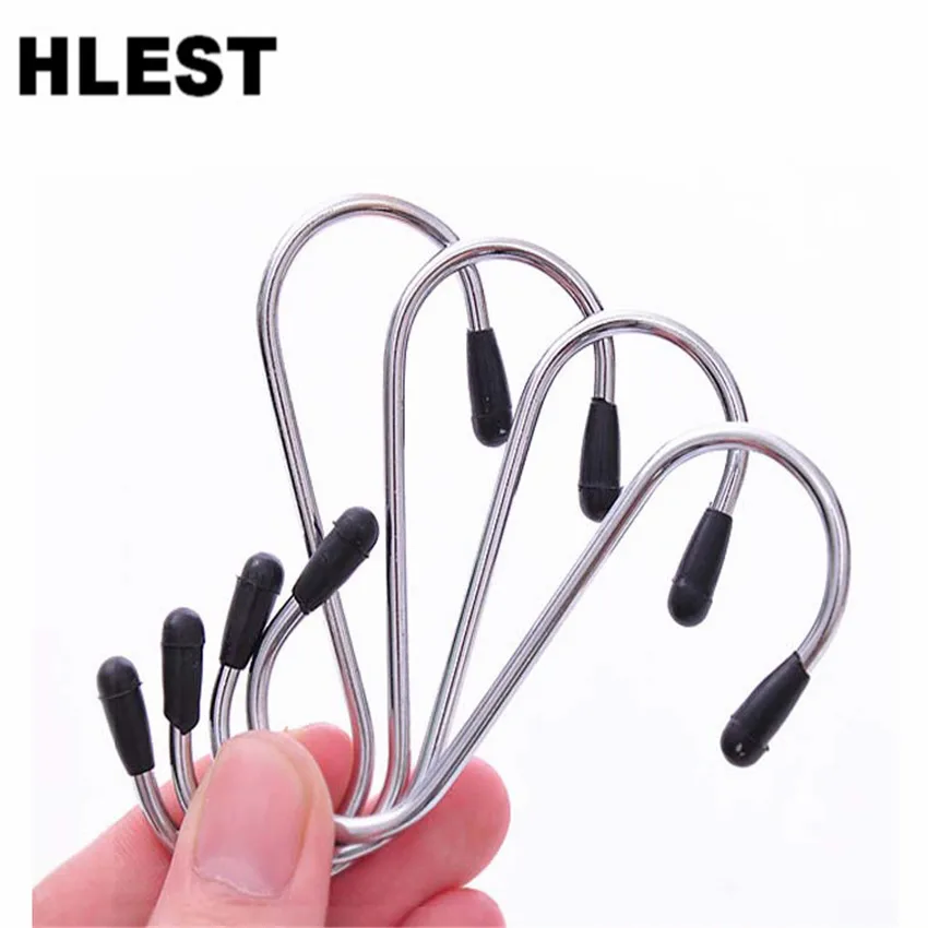 

4pcs S Shaped Hooks Stainless Steel Hanger Clasp Rack Clothes Pot Holder for Car