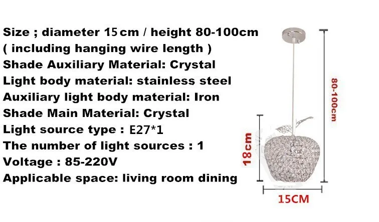 Современный светодиодный квадратный k9 хрустальные люстры с яблоком кристалл/Al AC85-260V Хрустальное яблоко освещение