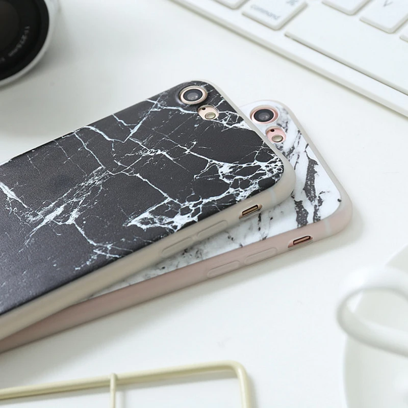 Kuulaa антидетонационных Мрамор ТПУ Телефонные Чехлы для iPhone 7 8 X случае Элитный