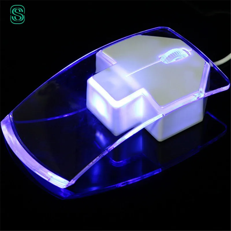 Transparent Led Optical Wired Mouse Beautiful Night Light USB Gaming