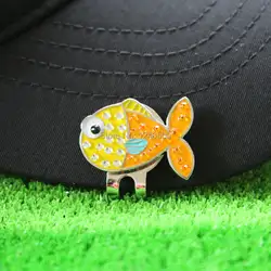 Бесплатная доставка новый милый рыба тонкий металл сплав Зажим для кепки для игры в гольф зажим для шляпы для гольфа мяч маркер, оптовая