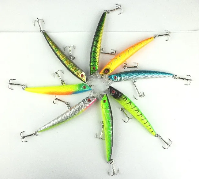 Sea bass bait Minnow fishing lure 20pcslot 8 color 9.5CM7.3G 3D eyes hard plastic fishing bait wobble bass fishing tackles