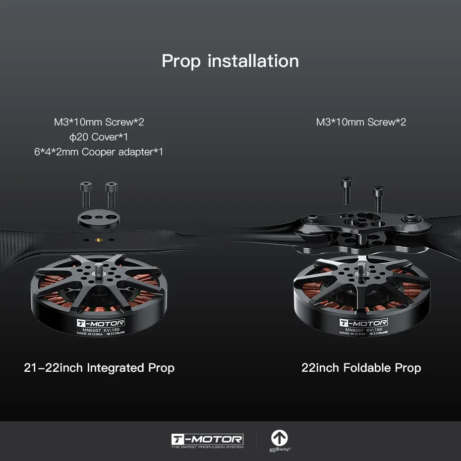 Motor sem Escova Longo do Tempo de Vôo 5.5kg para o Drone T-motor Impulso Máximo Claro Super Perfeito Jogo 21-22 Polegadas Prop Mn6007 Kv160 - 320 7 Cheap Peças e Acessórios