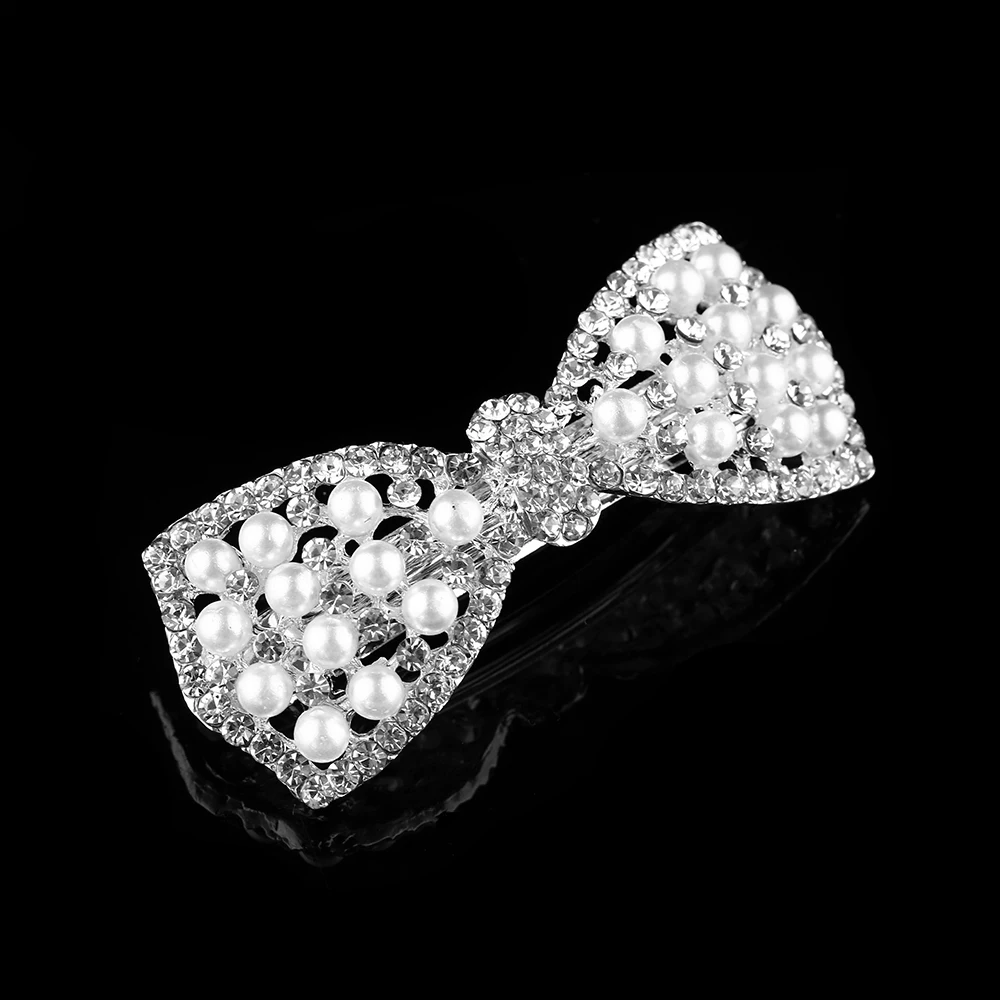 1PC Crystal Rhinestone Bowknot Barrette Hair Clip Clam Headwear Hairpin Women Girls Hair Barrettes Hair Styling Tool Accessories