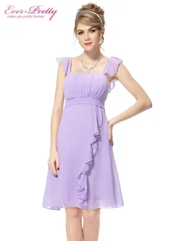 Bridesmaid Dress Ever Pretty A Line HE03337 Ruffles Sexy Wholesale Sleeveless Knee Length Short Lilac Dress 2017