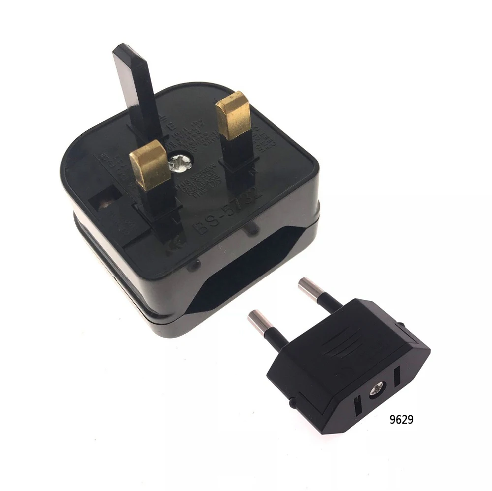 British Singapore Malaysia Male 3 Pin 13A To EU 2 Pin AC Power Travel