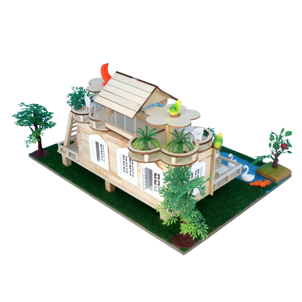 Handcrafts Miniature Project DIY Dolls House Castle Garden Building Model Toy Kids Play Fun & Early Learning Birthday Gift