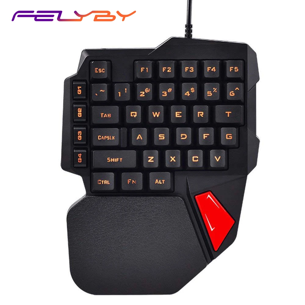 FELYBY K108 одной рукой Gaming Keyboard проводной 38 Ключи светодио дный подсветкой USB