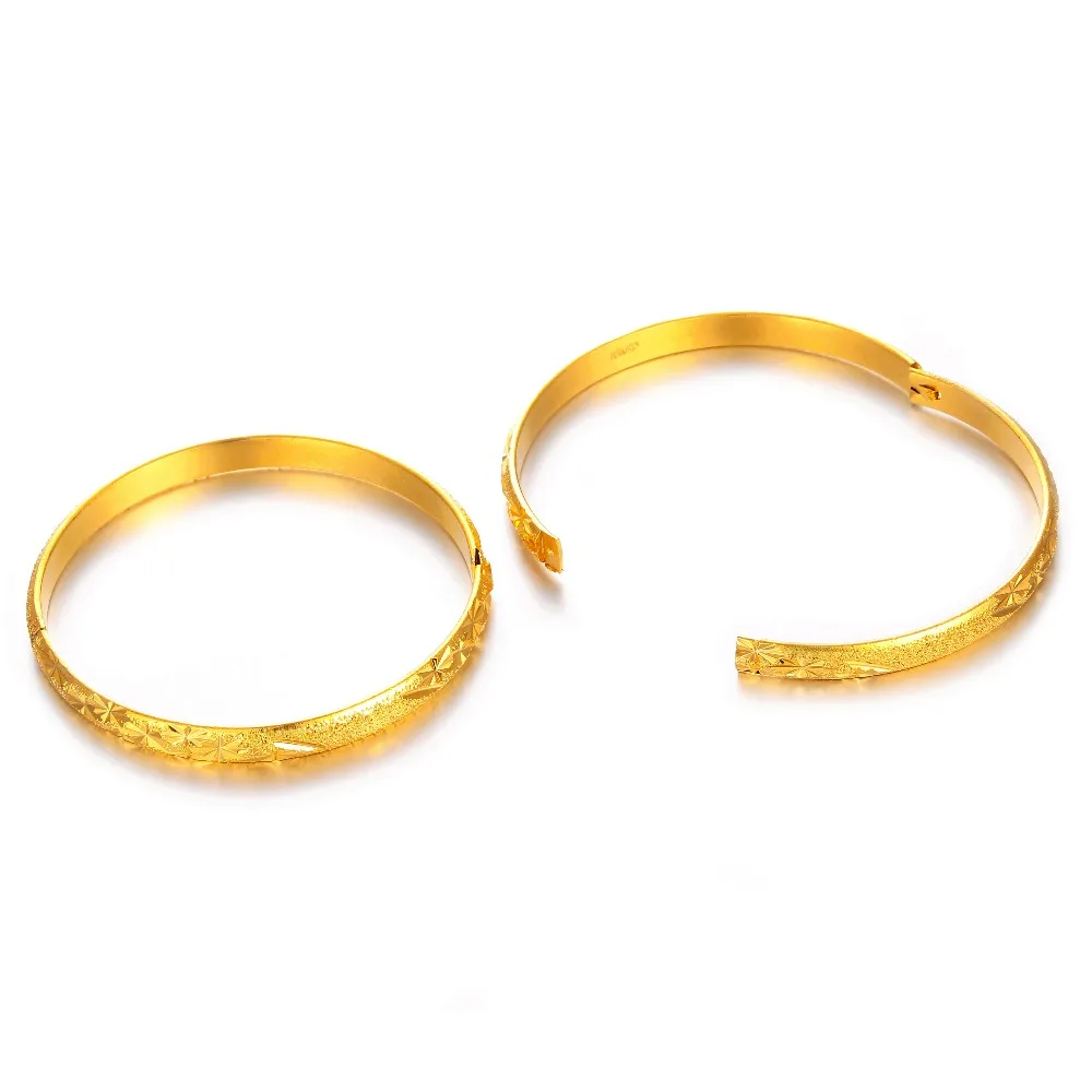 Ethlyn 2pcs/lot  Chinese Yellow Gold Color Openable Bracelets Bangles Girls Small Size birthday New Year Gifts  B153 5