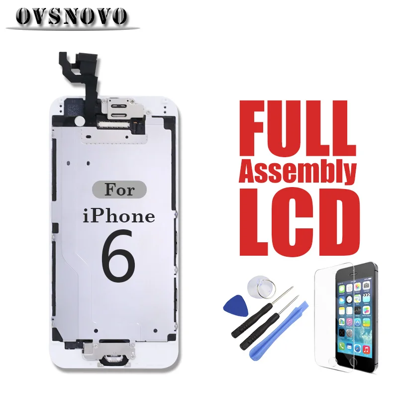 

Full LCD Digitizer Assembly for iPhone 6 Display Replacement Touch Screen Parts Panel Black White Front Camera + Home Button