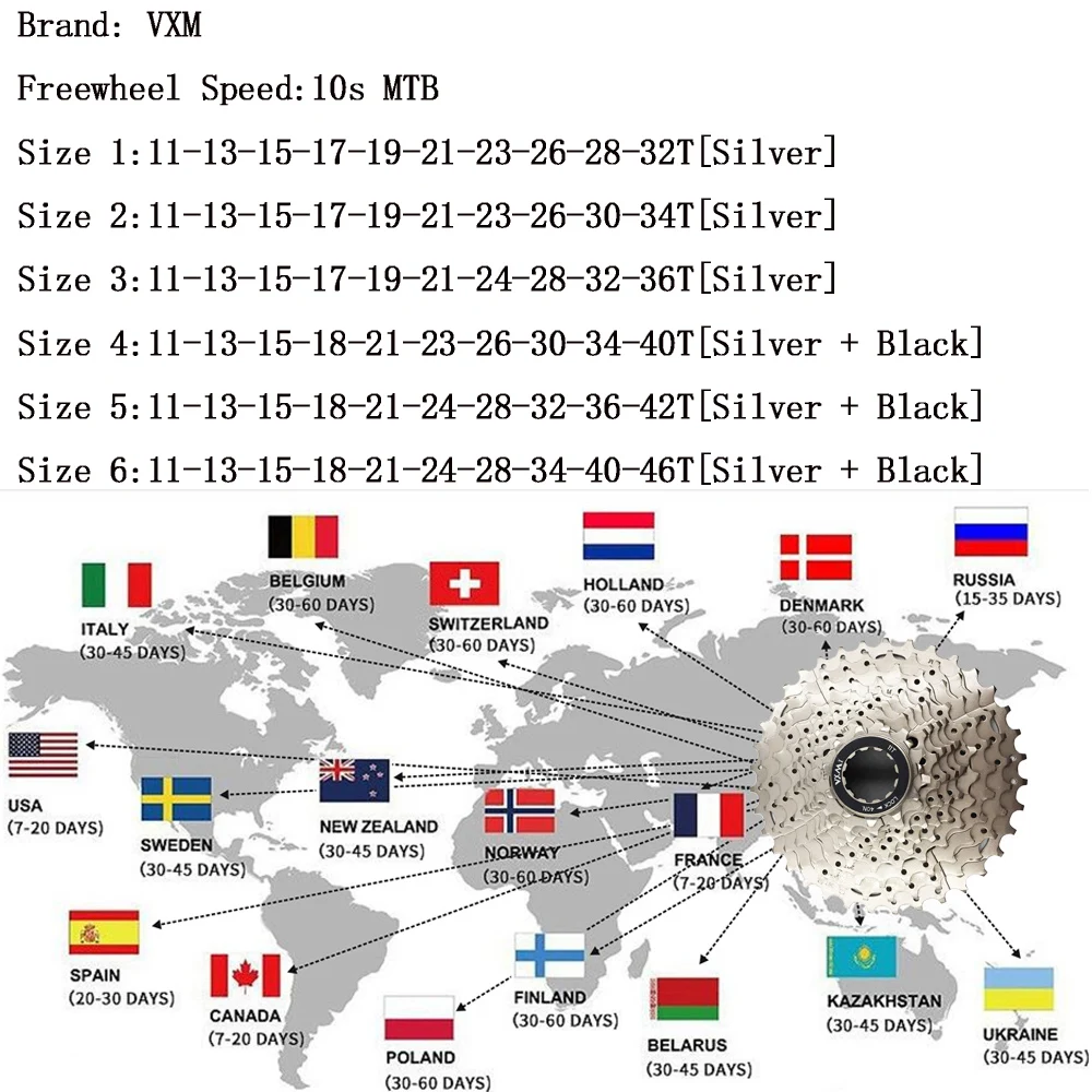 Vxm دراجة freewheel mtb نوع بطاقة حذافة 10 سرعات freewheel 11-32 طن/34 طن/36 طن/40 طن/42 طن/46 طن mtb كاسيت freewheel دراجة أجزاء