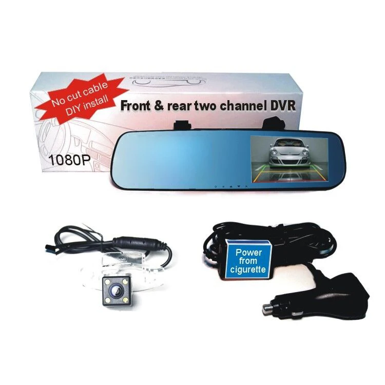 

4.3 inch Full HD 1080P Blue Mirror Car digital recorder Rearview Mirror waterproof Parking Back Up DVR G-sensor H.264 Dual Lens