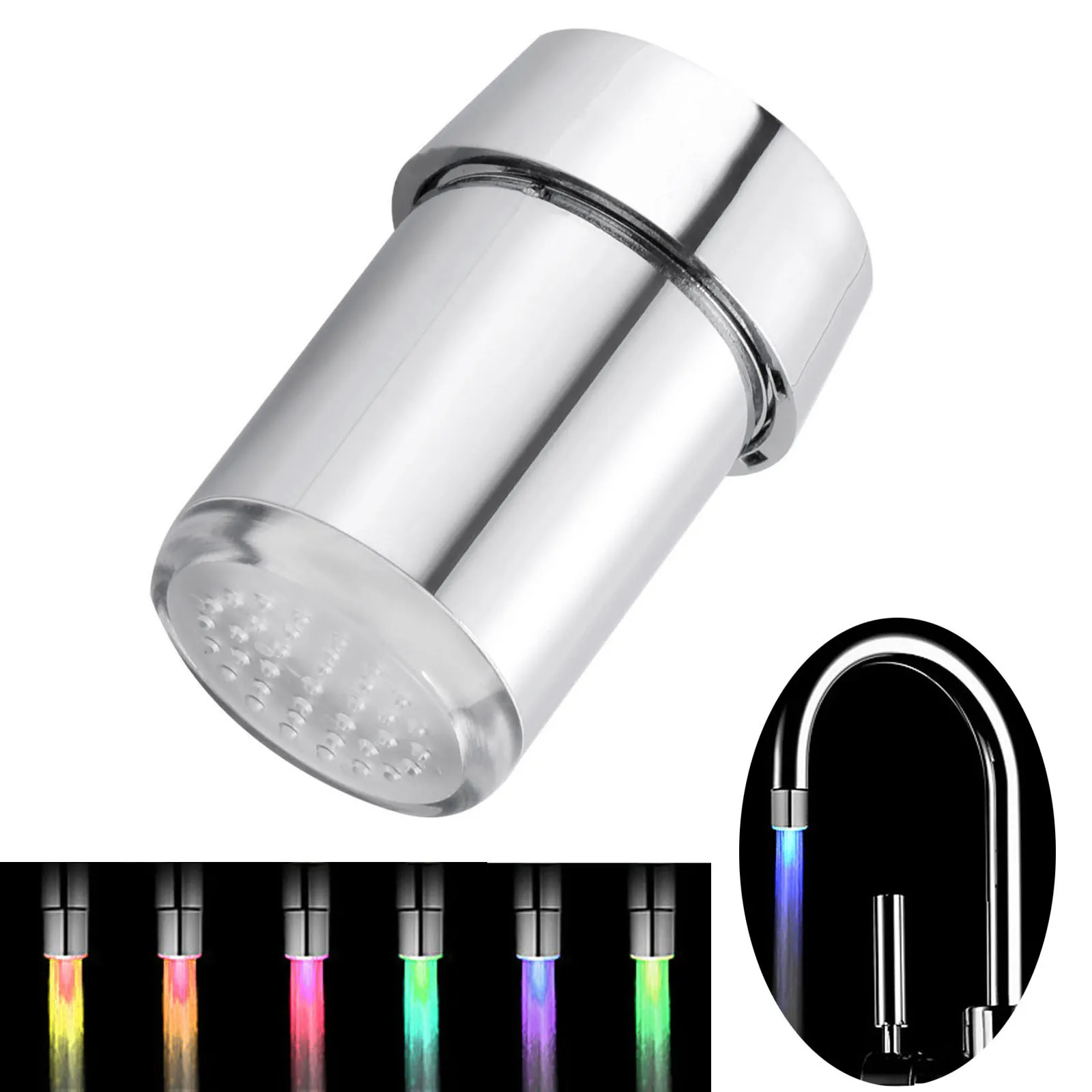 7 Colors Changeable ABS Led Faucet Light Colorful Faucets Nozzle Spouts Water Tap Nozzle With Adapter Kitchen Faucet Accessories