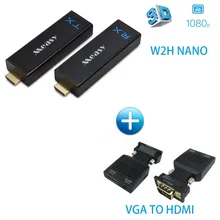 Measy W2H Nano Wireless HD Sender Kit with Receiver and Transmitter 30M/100FT (W2H NANO+VGA TO HDMI)