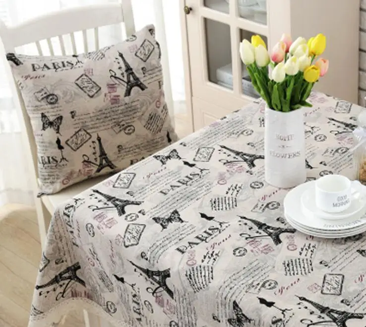 

Paris Tower Dust Proof Tablecloth Cotton Linen Table Spread Table Cloth Decoration Tableware Cover Home Textile Collection