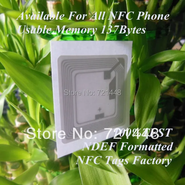 100 шт. ntag213(NTAG203) NFC Наклейки для всех мобильных телефонов NFC ЦНК отформатирован NFC форум Тип 2 метки использования памяти 144 байт